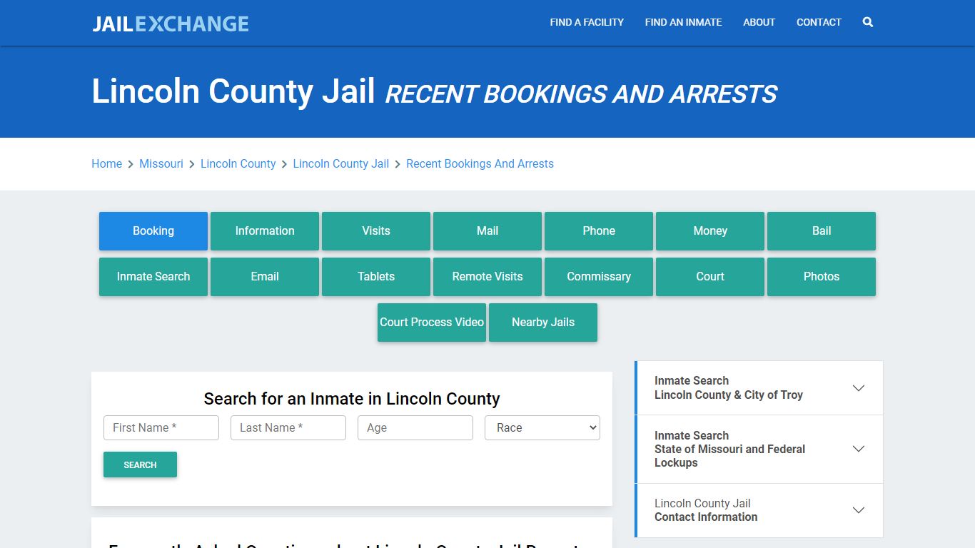 Lincoln County Jail MO Recent Arrests and Bookings - Jail Exchange
